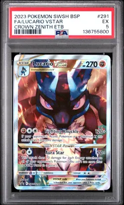 2023 POKEMON SWSH BLACK STAR PROMO #291 FULL ART/LUCARIO VSTAR PSA 5 - Image 1
