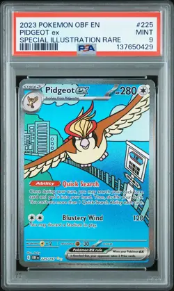 2023 POKEMON OBF EN-OBSIDIAN FLAMES SPECIAL ILLUSTRATION RARE PIDGEOT EX PSA 9 - Image 1