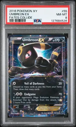 2016 POKEMON XY FATES COLLIDE #55 UMBREON EX PSA 8 - Image 1