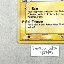 Raikou 3/17 Pop Series 2 Promos Holo Rare Pokemon TCG LP Vintage - Image 3