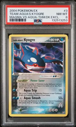 2004 POKEMON EX TEAM MAGMA VS TEAM AQUA #3 TEAM AQUA'S KYOGRE PSA 8 - Image 1