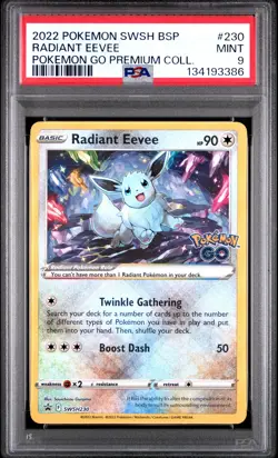 2022 POKEMON SWSH POKEMON GO PREMIUM COLLECTION #230 RADIANT EEVEE PSA 9 - Image 1