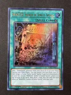 Yugioh TCG #RA03-EN074 WANTED: Seeker of Sinful Spoils 1st Edition Ultra Rare LP - Image 1
