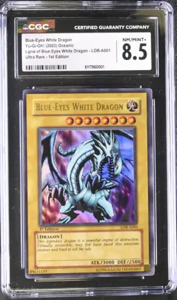 Yu-Gi-Oh! Blue-Eyes White Dragon 1st Edition LOB-A001 CGC GRADED 8.5 - Image 1
