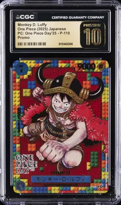 2025 ONE PIECE JPN PC: ONE PIECE DAY'25, PROMO MONKEY D. LUFFY CGC 10 PRISTINE - Image 1