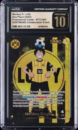 2025 ONE PIECE BVB DORTMUND COLLAB PROMO MONKEY D. LUFFY CGC 10 PRISTINE - Image 1