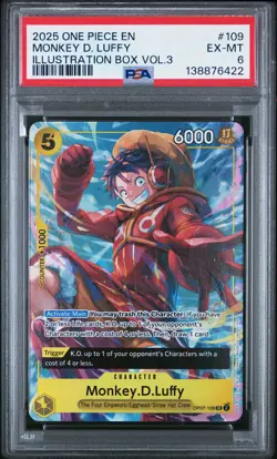 2025 ONE PIECE PROMOS ILLUSTRATION BOX VOL.3 #109 MONKEY D. LUFFY PSA 6 - Image 1