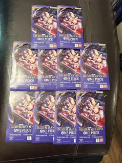 10 x One Piece OP14 - THE AZURE SEA’S SEVEN - Sleeved Blister Booster Packs Lot - Image 1