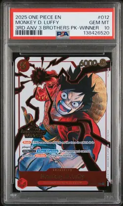 2025 ONE PIECE 3RD ANV TOURNAMENT 3 BROTHERS PACK WINNER MONKEY D. LUFFY PSA 10 - Image 1