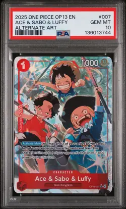 2025 ONE PIECE OP13-CARRYING ON HIS WILL ALTERNATE ART ACE & SABO & LUFFY PSA 10 - Image 1