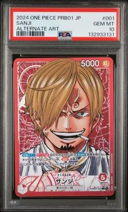 2024 ONE PIECE JAPANESE PRB01-PREMIUM BOOSTER ALTERNATE ART #001 SANJI PSA 10 - Image 1