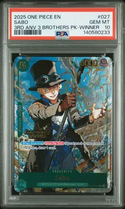 2025 ONE PIECE 3RD ANNIV TOURNAMENT 3 BROTHERS PACK WINNER #027 SABO PSA 10 - Image 1