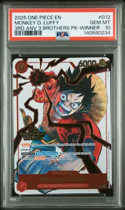 2025 ONE PIECE 3RD ANV TOURNAMENT 3 BROTHERS PACK WINNER MONKEY D. LUFFY PSA 10 - Image 1