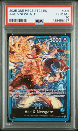 2025 ONE PIECE STARTER DECK ST22-ACE & NEWGATE #001 ACE & NEWGATE PSA 10 - Image 1