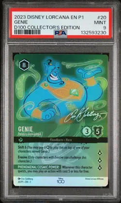 2023 DISNEY LORCANA EN P1-PROMO DISNEY100 COLLECTOR GENIE POWERS UNLEASHED PSA 9 - Image 1