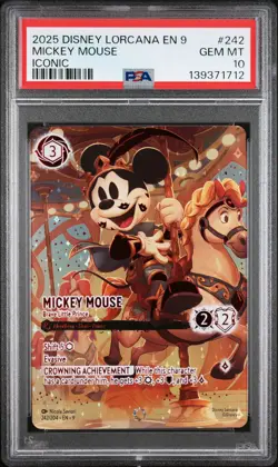 2025 DISNEY LORCANA EN 9-FABLED ICONIC MICKEY MOUSE - BRAVE LITTLE PRINCE PSA 10 - Image 1