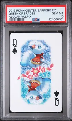2016 POKEMON CENTER SAPPORO PLAYING CARDS ALOLAN VULPIX QUEEN OF SPADES PSA 10 - Image 1