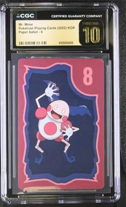 ✨✨ CGC 10 PRISTINE KOREAN POKEMON MR. MIME 2022 PAPER SAFARI 8 PLAYING CARD - Image 1