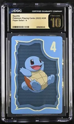 ✨ CGC 10 PRISTINE KOREAN POKEMON SQUIRTLE 2022 PAPER SAFARI 4 PLAYING CARD - Image 1