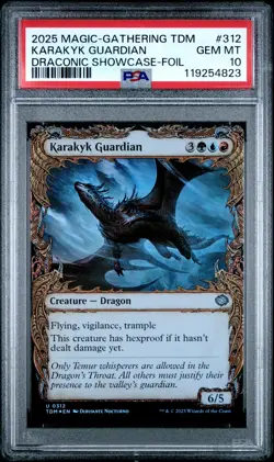 2025 MTG TARKIR: DRAGONSTORM DRACONIC SHOWCASE-FOIL KARAKYK GUARDIAN PSA 10 - Image 1
