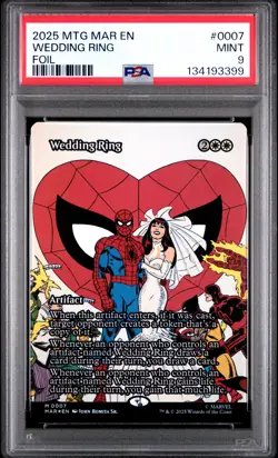 2025 MTG MARVEL'S SPIDER-MAN: SOURCE MAT FOIL #0007 WEDDING RING PSA 9 - Image 1