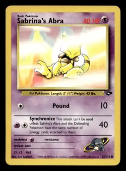 Sabrina's Abra 93/132 Common Gym Challenge WOTC Pokemon LP - Image 1