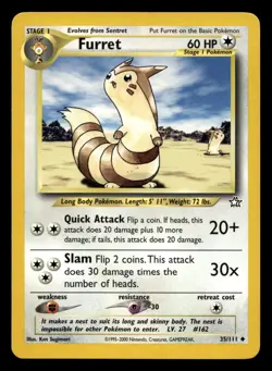 Furret 35/111 Uncommon Neo Genesis WOTC Pokemon LP - Image 1