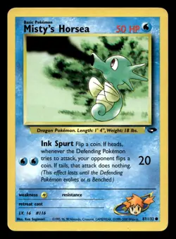 Misty's Horsea 87/132 Common Gym Challenge WOTC Pokemon MP - Image 1