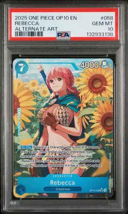 2025 ONE PIECE OP10-ROYAL BLOOD ALTERNATE ART #058 REBECCA PSA 10 - Image 1