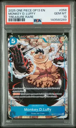 2025 ONE PIECE OP13-CARRYING ON HIS WILL TREASURE RARE MONKEY D. LUFFY PSA 10 - Image 1