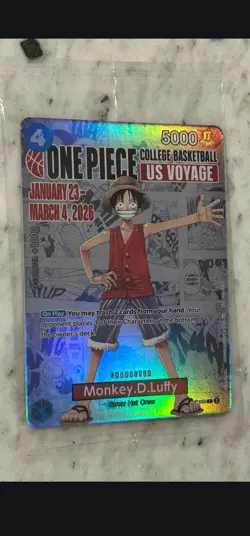 One Piece Monkey D. Luffy College Basketball US Voyage MANGA Promo Card P-055 - Image 3