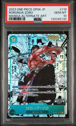 2023 ONE PIECE JPN WINGS OF THE CAPTAIN MANGA ALT ART #118 RORONOA ZORO PSA 10 - Image 1