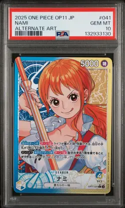 2025 ONE PIECE JPN OP11-A FIST OF DIVINE SPEED ALTERNATE ART #041 NAMI PSA 10 - Image 1