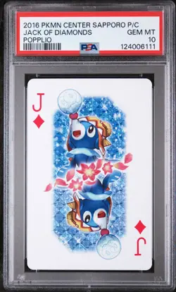 2016 POKEMON CENTER SAPPORO PLAYING CARDS POPPLIO JACK OF DIAMONDS PSA 10 - Image 1