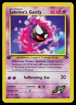 Pokemon Card - Sabrina's Gastly Gym Challenge 97/132 Common 1st Edition - Image 1