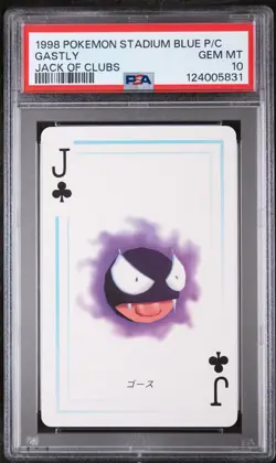 1998 POKEMON STADIUM BLUE VERSION PLAYING CARDS JACK OF CLUBS GASTLY PSA 10 - Image 1