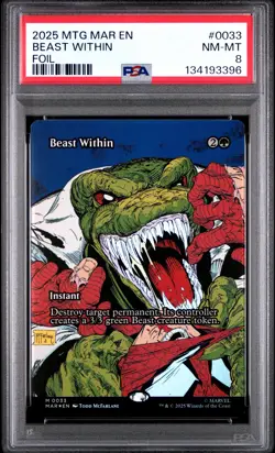 2025 MTG MARVEL'S SPIDER-MAN: SOURCE MAT FOIL #0033 BEAST WITHIN PSA 8 - Image 1