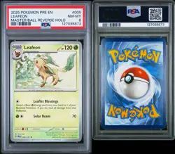 2025 POKEMON PRE EN-PRISMATIC EVOLUTIONS MASTER BALL REVERSE HOLO LEAFEON PSA 8 - Image 3
