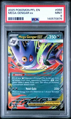 2025 POKEMON PFL EN-PHANTASMAL FLAMES #056 MEGA GENGAR EX PSA 9 - Image 1