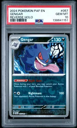 2024 POKEMON PAF EN-PALDEAN FATES REVERSE HOLO #057 GENGAR PSA 10 - Image 1