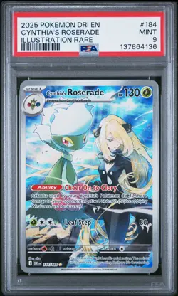 2025 POKEMON DRI EN-DESTINED RIVALS ILLUSTRATION RARE CYNTHIA'S ROSERADE PSA 9 - Image 1