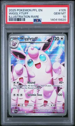2025 POKEMON PFL EN-PHANTASMAL FLAMES ILLUSTRATION RARE #105 WIGGLYTUFF PSA 10 - Image 1