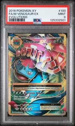2016 POKEMON XY EVOLUTIONS #100 FULL ART/M VENUSAUR EX PSA 9 - Image 1