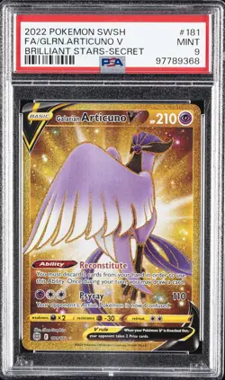 2022 POKEMON SWORD & SHIELD BRILLIANT STARS FULL ART/GALARIAN ARTICUNO V PSA 9 - Image 1