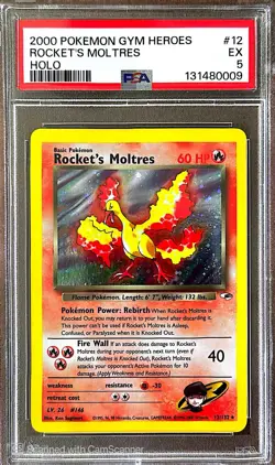 2000 Pokemon Gym Heroes #12 Rocket's Moltres-Holo PSA 5 EX 12/132 - Image 1