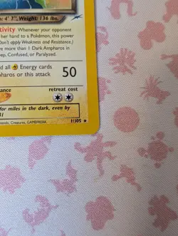 Pokemon TCG Dark Ampharos 1/105 Holo Rare Neo Destiny 1995-2000 WOTC LP - Image 5