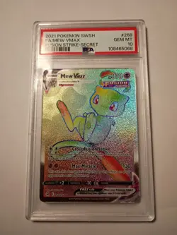 2021 Pokemon Sword & Shield Fusion Strike #268 Mew Vmax PSA 10 - Image 1