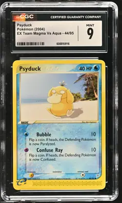 CGC 9 MINT Psyduck 2004 EX Team Magma Vs Aqua 44/95 Pokemon Card - Image 1