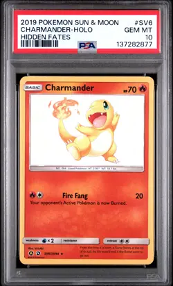 2019 POKEMON SUN & MOON HIDDEN FATES #SV6 CHARMANDER-HOLO PSA 10 - Image 1