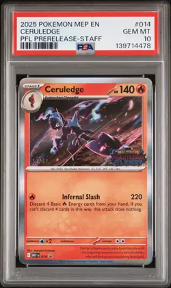 2025 POKEMON MEP EN-ME BLACK STAR PROMO #014 CERULEDGE PSA 10 - Image 1